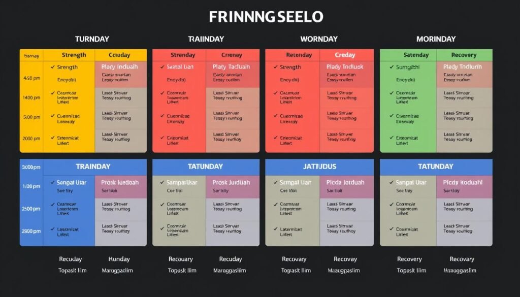 Diagram jadwal latihan seimbang untuk menghindari overtraining dengan pembagian hari yang tepat Diagram jadwal latihan seimbang untuk menghindari overtraining dengan pembagian hari yang tepat