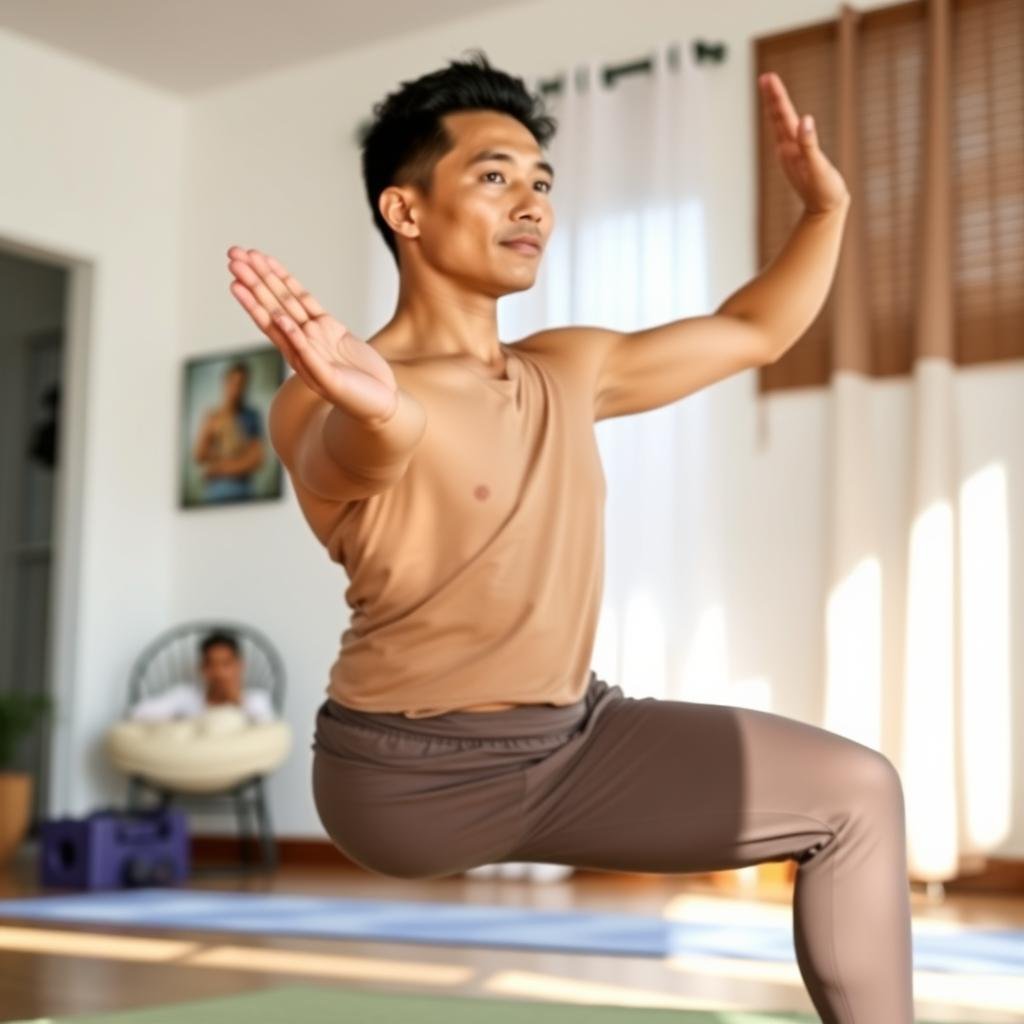Seseorang melakukan yoga untuk mengatasi stres psikologis tingkat sedang